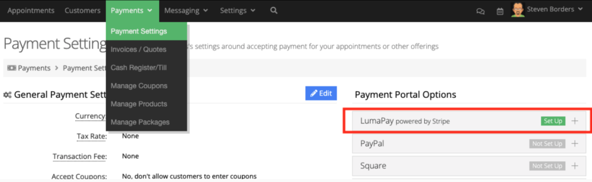 payment settings