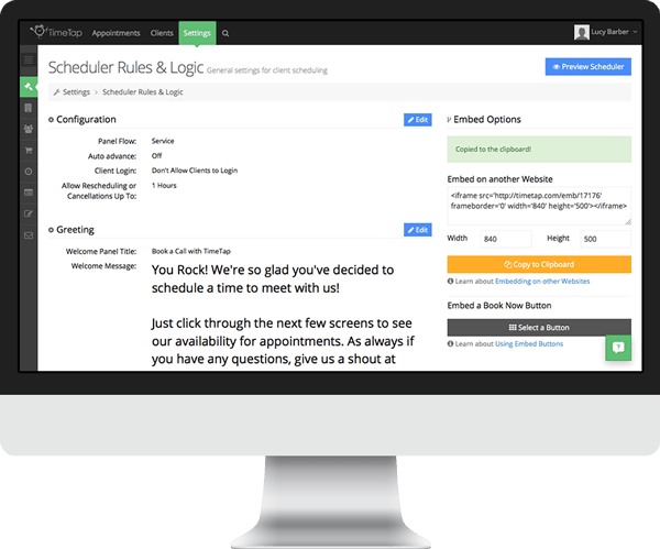 Embedded schedulers for your web appointments