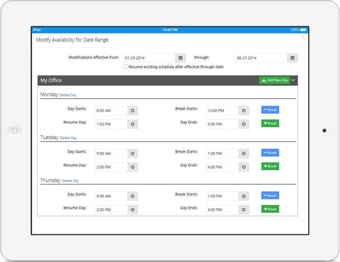 Flexible availability for scheduling appointments