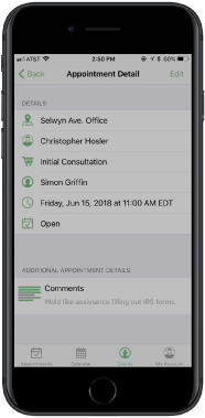 Easily view appointment notes for clients